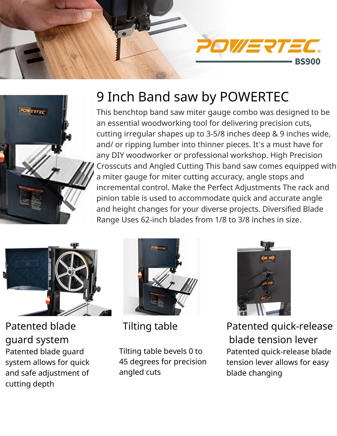 POWERTEC BS900 Benchtop Band Saw